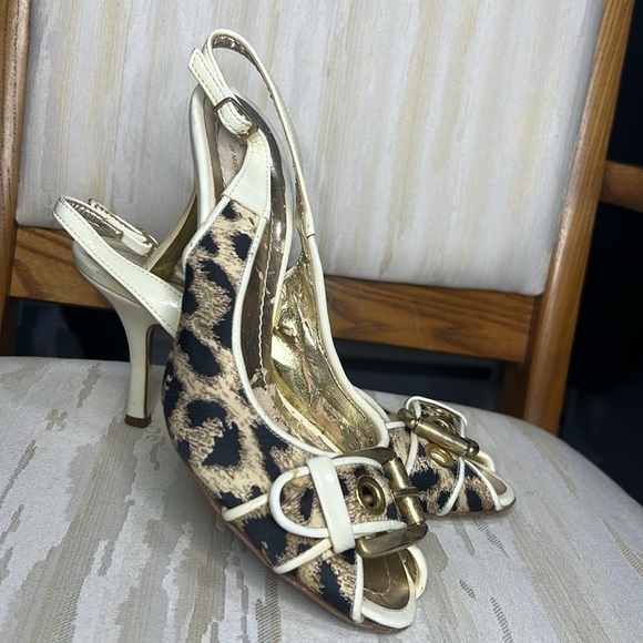 !SOLD! MADE IN ITALY Nebuloni Via Dante Animal Print Slip On Heels size 37 - Picture 4 of 6